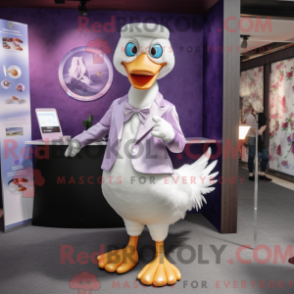 Fantasia de mascote de cisnes lavanda com blazer e brincos - Cisnes mascotes - REBROKO_327593 - RedBrokoly.com