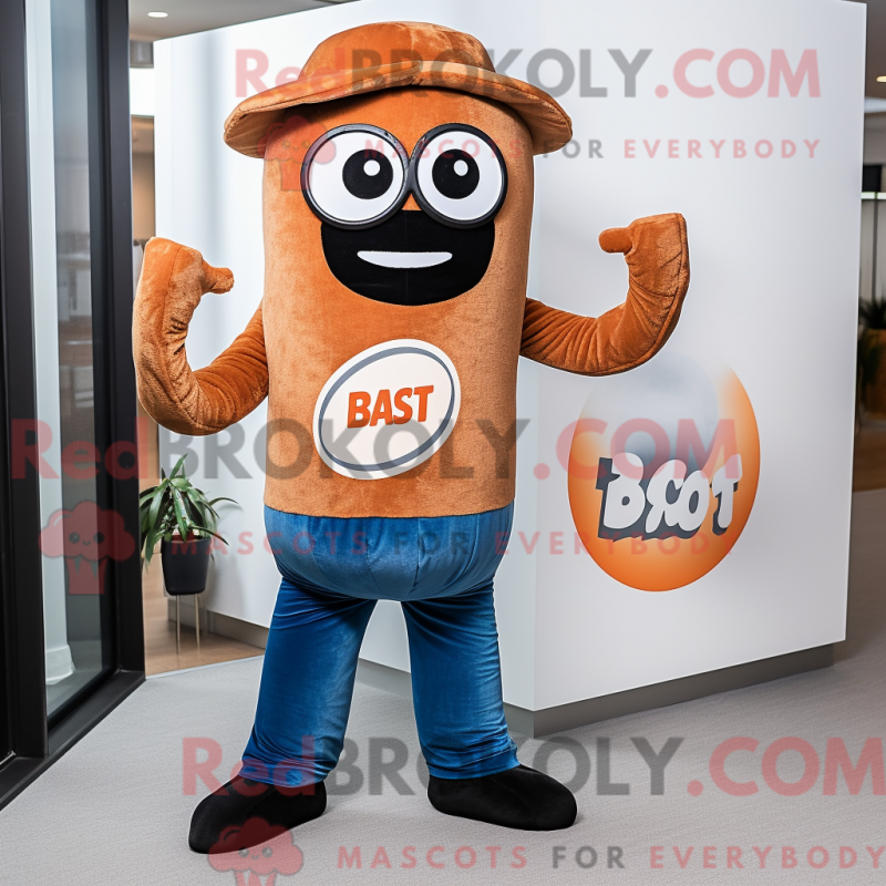 Fantasia de mascote de Rust Bagels com jeans bootcut e gravatas - Mascotes bagels - REBROKO_327607 - RedBrokoly.com