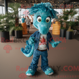 Teal Seahorse mascot...