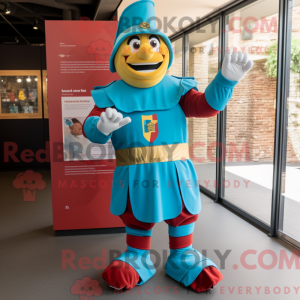 Turkoois mascottekostuum...