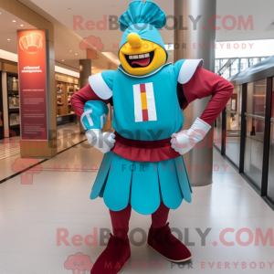 Turkoois mascottekostuum...