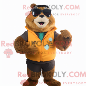 Brun Marmot maskot kostume...