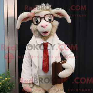 Beige angora geit maskot...