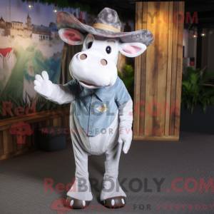 Silver Guernsey Cow mascot...