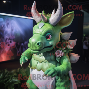 Grøn Triceratops maskot...