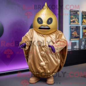 Gull aubergine maskot drakt...