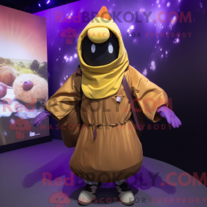 Gull aubergine maskot drakt...