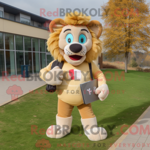 Beige Tamer Lion maskot...