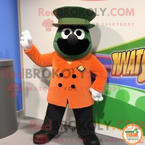 Oransje grønn Beret maskot...