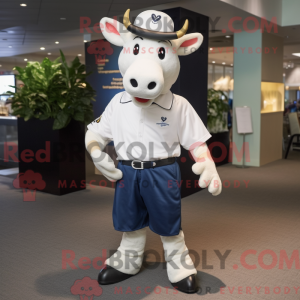 Hvid Jersey Cow maskot...