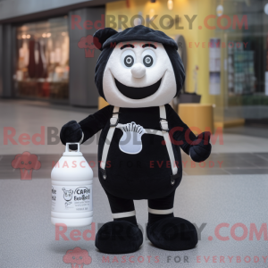 Zwarte fles melk mascotte...