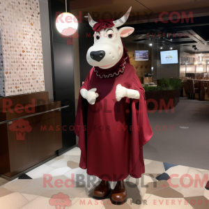 Maroon Cow maskot kostume...