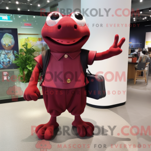 Maroon Frog-mascottekostuum...