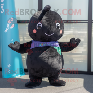 Black Narwhal mascot costume character dressed with a Bodysuit and Scarf clips