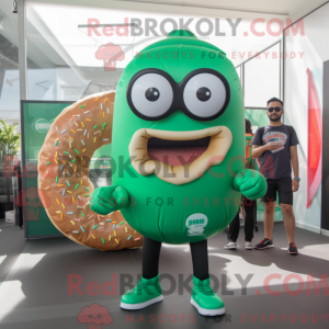 Grøn Donut maskot kostume...