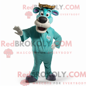 Postava maskota krávy Teal...