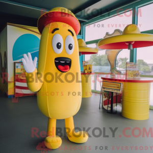 Gul Hot Dog maskot kostume...