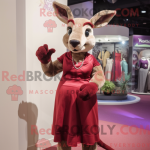 Maroon Kangaroo mascot...