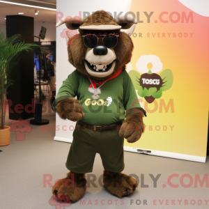 Olive Bison maskot kostym...