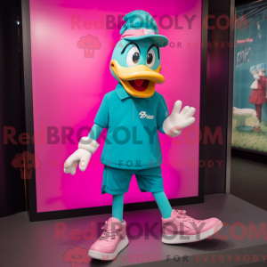 Teal Pink Maskottchen...