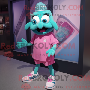 Teal Pink Maskottchen...