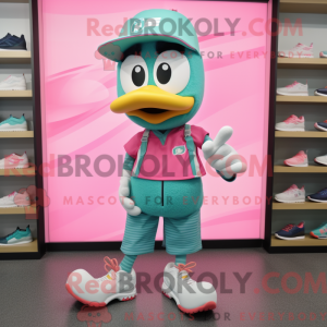 Teal Pink mascot costume...