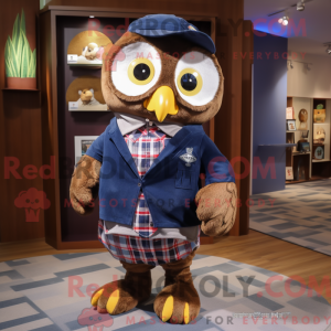 Navy Owl maskotdraktfigur...