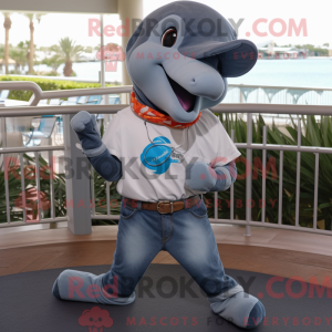 Grå delfin maskot kostume...