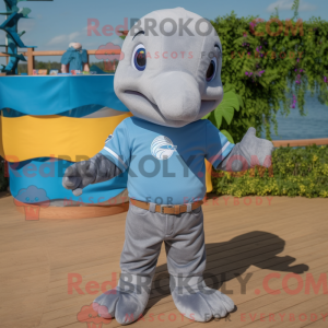 Grå Dolphin maskot kostyme...