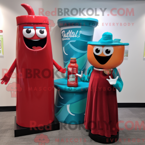 Blaugrüne Flasche Ketchup...