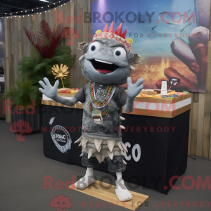 Gray Ceviche mascot costume...