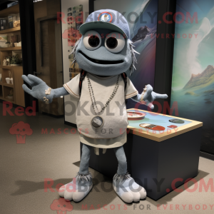 Grå Ceviche maskot kostume...