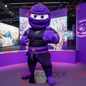 Paars Ninja-mascottekostuum...