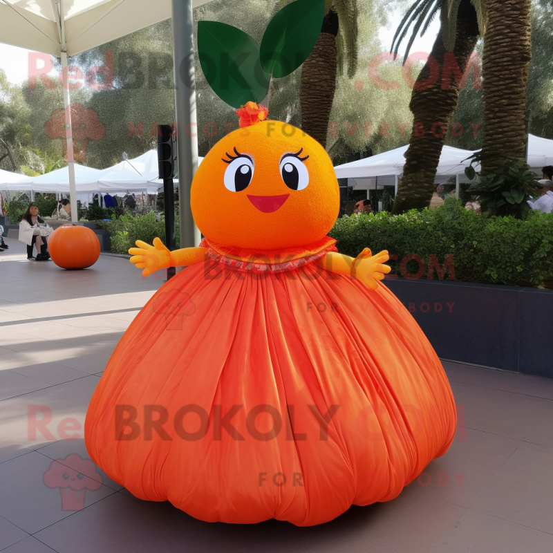 Orange Cherry mascot costume character dressed with a Ball Gown and Keychains