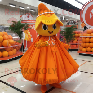 Orange Cherry mascot costume character dressed with a Ball Gown and Keychains