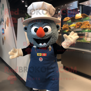 Navy Nachos mascot costume character dressed with a Overalls and Suspenders