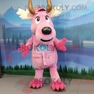 Pink Moose maskot kostume...
