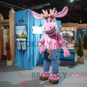 Pink Moose maskot kostume...