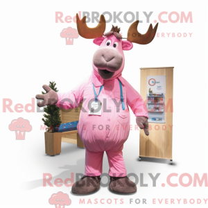 Rosa Moose-maskotdraktfigur...