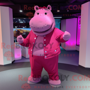 Magenta flodhest maskot...