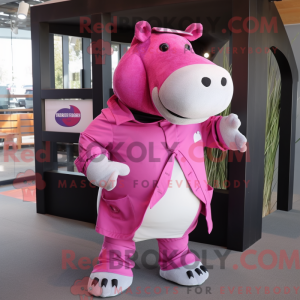 Magenta Hippopotamus mascot...