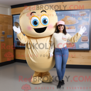 Beige Bagels maskot kostyme...