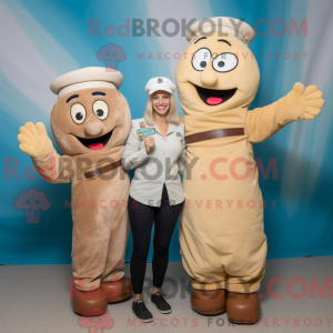 Beige Bagels maskot kostume...