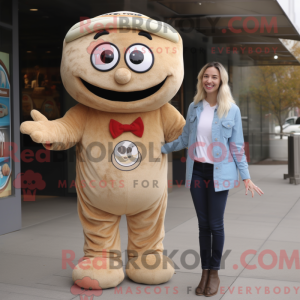 Beige Bagels maskot kostume...