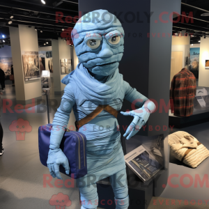 Blue Mummy mascot costume...