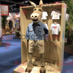 Tan Donkey mascottekostuum...