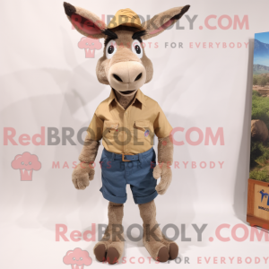 Tan Donkey maskot kostume...