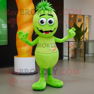 Lime Green Aglet mascot costume character dressed with a Dress Pants and Anklets