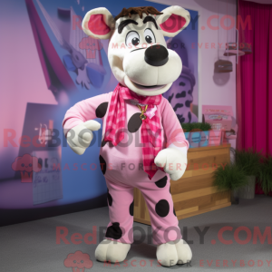 Pink Holstein Cow maskot...