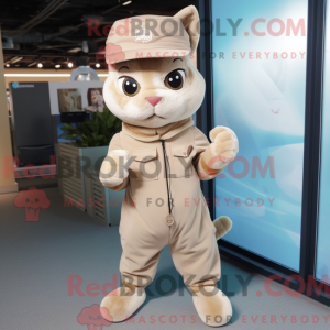 Beige Cat mascot costume...